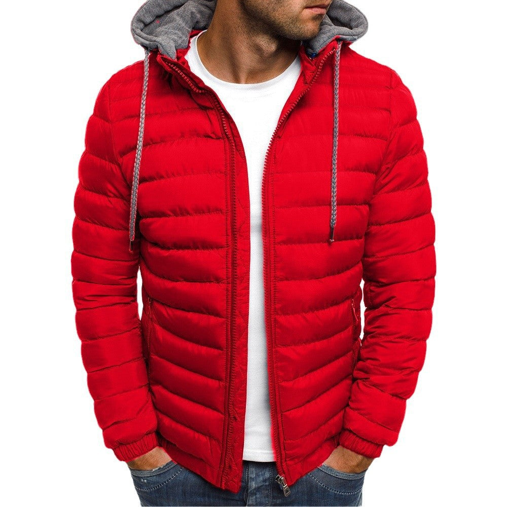 Herren Steppjacke Leicht Kapuze Reißverschlusstaschen Outdoor
