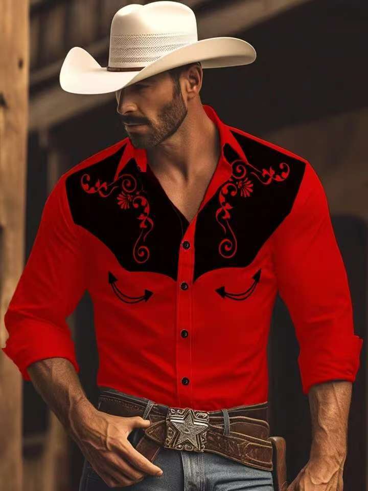 Herren Westernhemd mit Stickerei Modern Urban Style