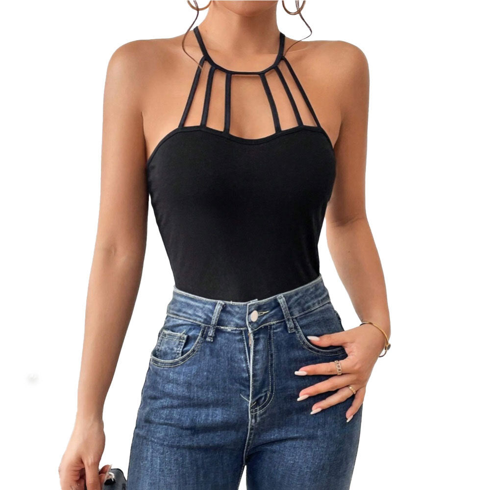 Damen Body Elegantes Design Cut-Out Trägerschlaufen