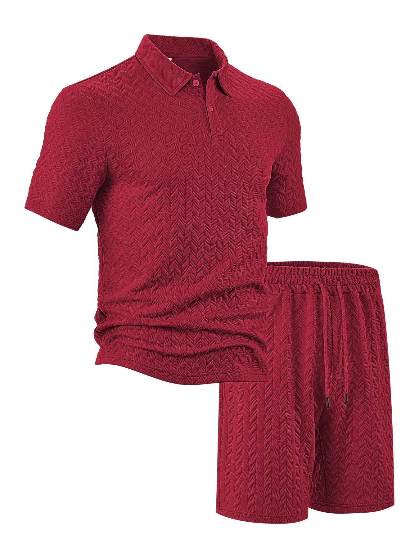 Herren Sportset Kurzarm Polo und Shorts Set Sportlich Modern