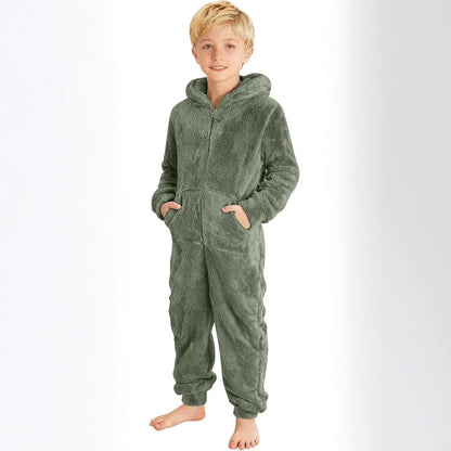 Fleece-Overall mit Kapuze Unisex Warm Kuschelig