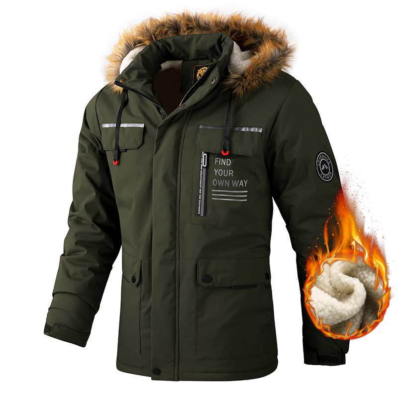 Herren Winterjacke Isoliert Warm mit Abnehmbarem Fellkragen - BerlinGlamour