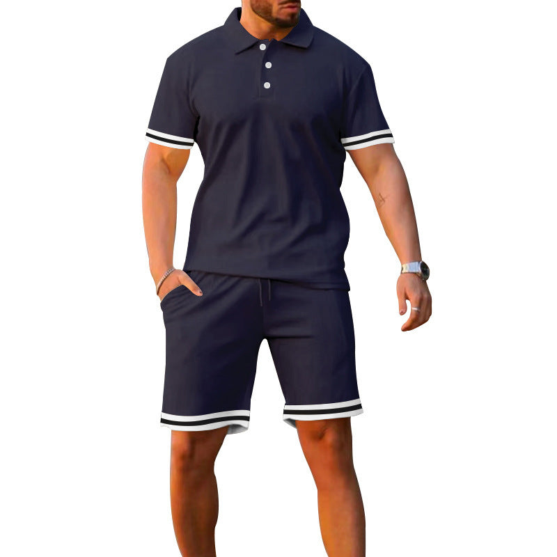 Herren Sportset Poloshirt Shorts Komplett Sportlich