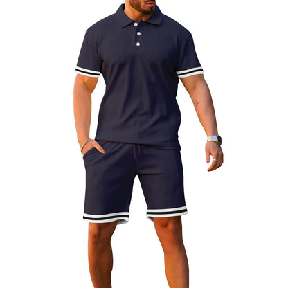 Herren Sportset Poloshirt Shorts Komplett Sportlich