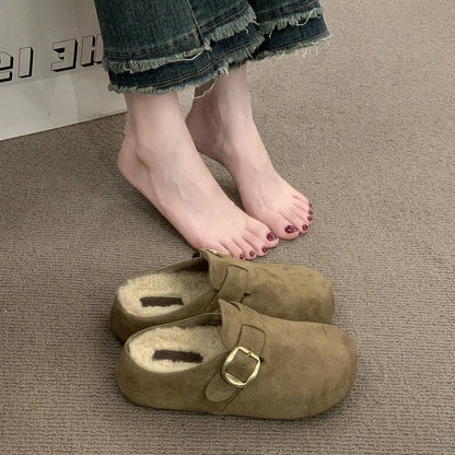 Damen Clogs Bequem Kuschelig Schnallenverschluss Modern