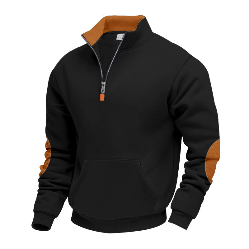 Herren Fleece-Pullover Elegант Hochkragen Reißverschluss