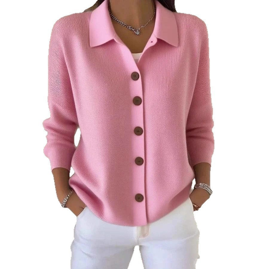 Damen Strickjacke Knöpfe Langarm
