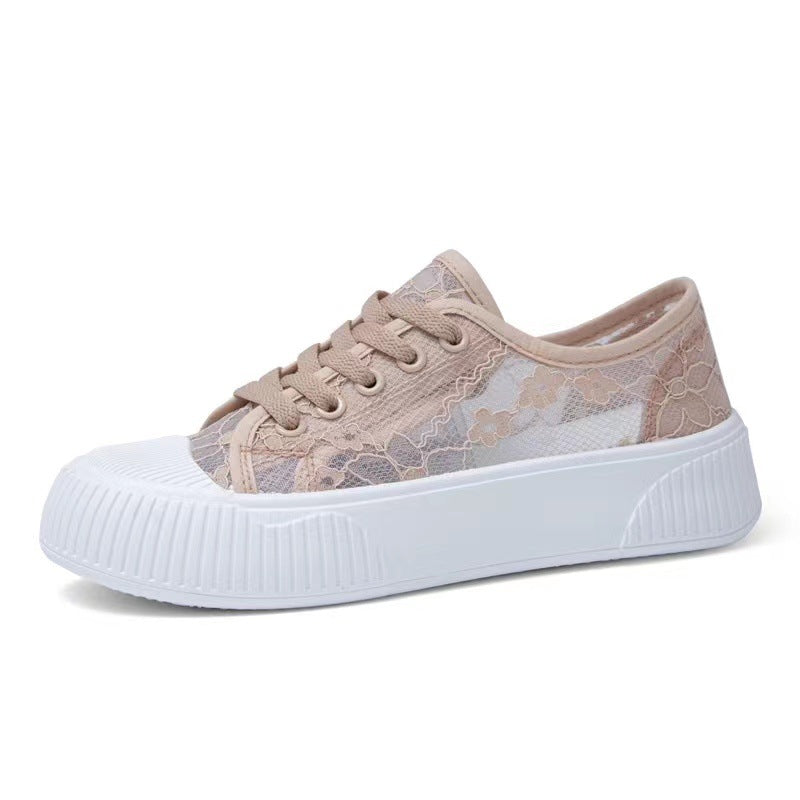 Damen Sneaker Bequem Spitzenschuhe Weite Passform