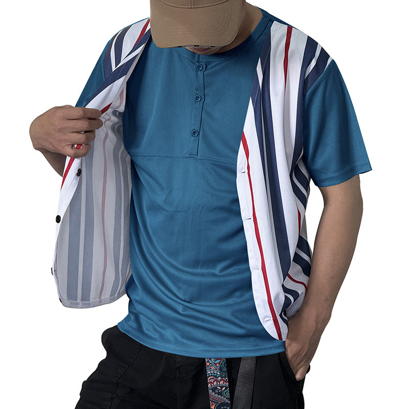 Herren Sportshirt Gestreift Überwurf Modern Sportlich