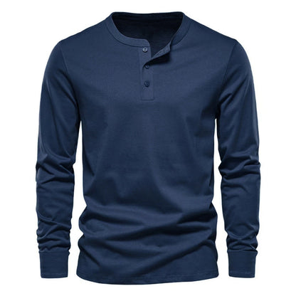 Herren Langarmshirt Modern Weich Bequem mit Knöpfen