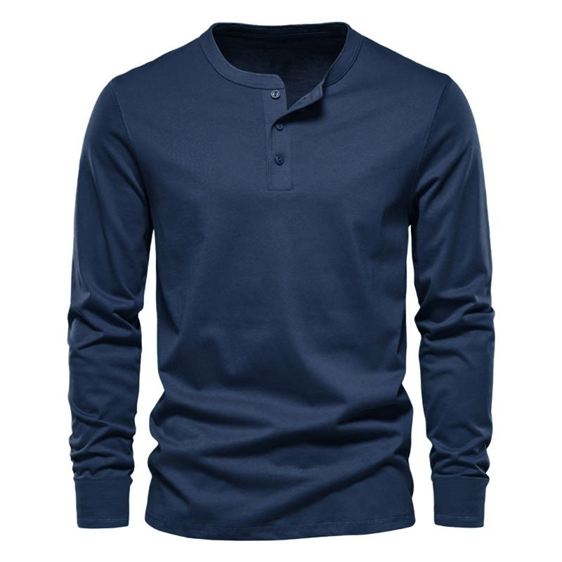 Herren Langarmshirt Modern Weich Bequem Knopfleiste