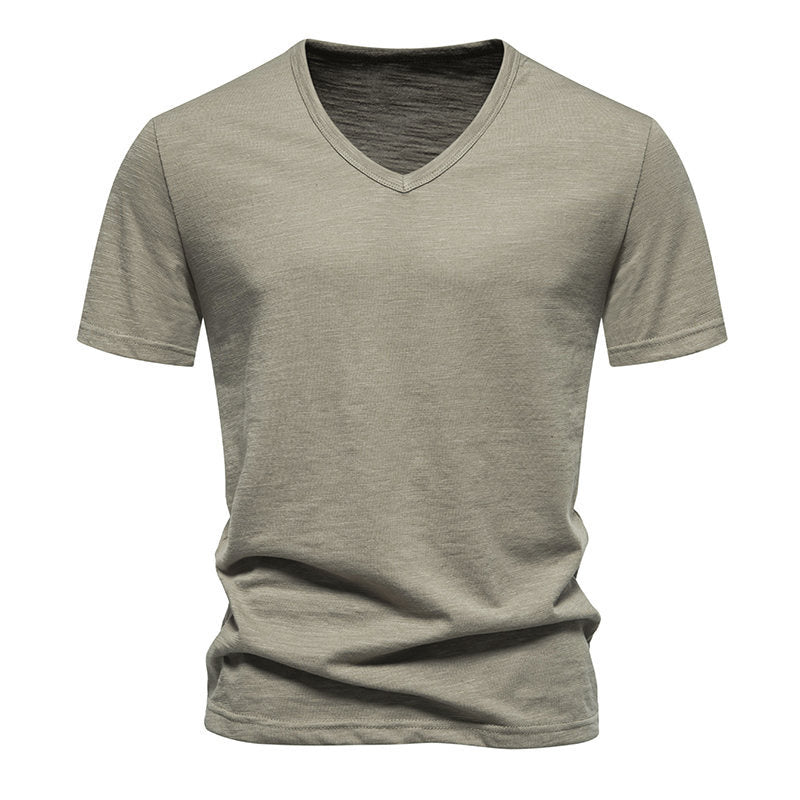 Herren T-Shirt V-Ausschnitt atmungsaktiv Baumwolle Komfort Fit