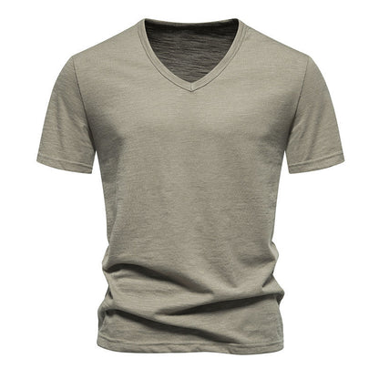 Herren T-Shirt V-Ausschnitt atmungsaktiv Baumwolle Komfort Fit