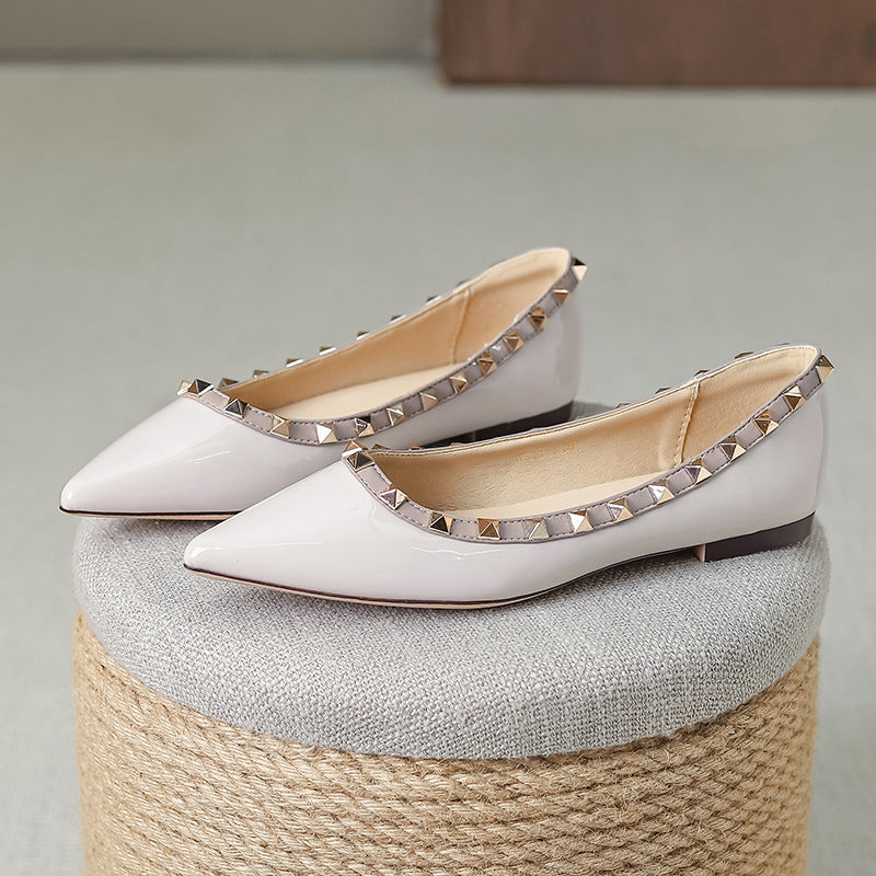 Damen Ballerinas Schuhe Elegante Nieten Modisch