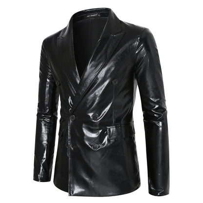 Herren Blazer Pailletten Glänzend Doppelter Knopf