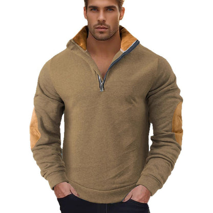 Herren Sweatshirt Stehkragen Leder Verzierungen Modern