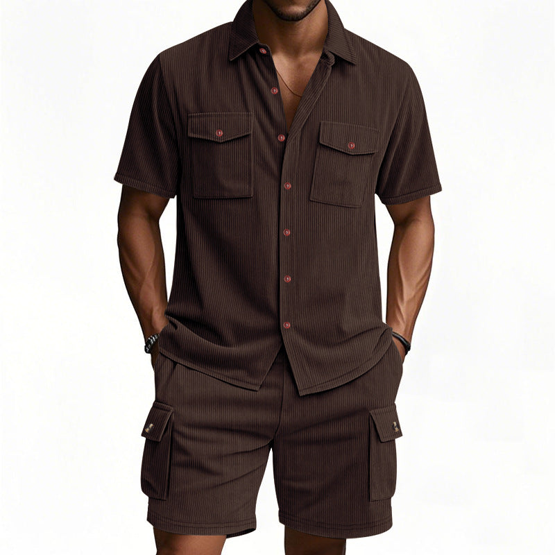 Herren Shorts-Set mit lässigem Freizeithemd und praktischen Taschen - BerlinGlamour