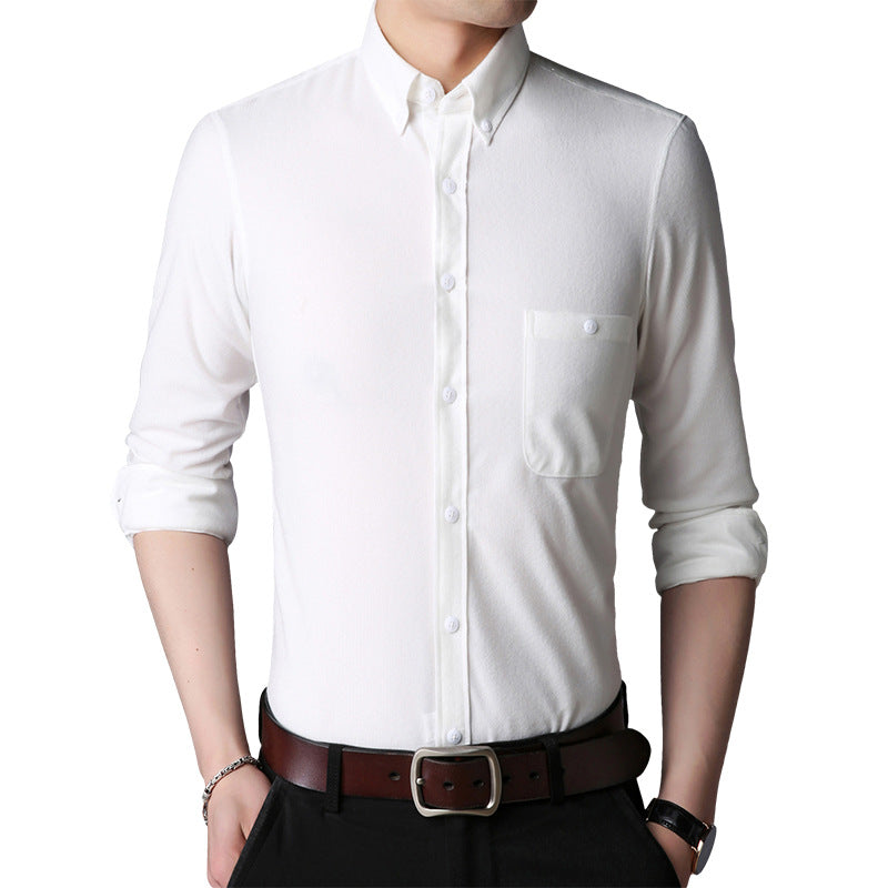 Herren Langarmhemd Klassisch Slim Fit Button Down Kragen