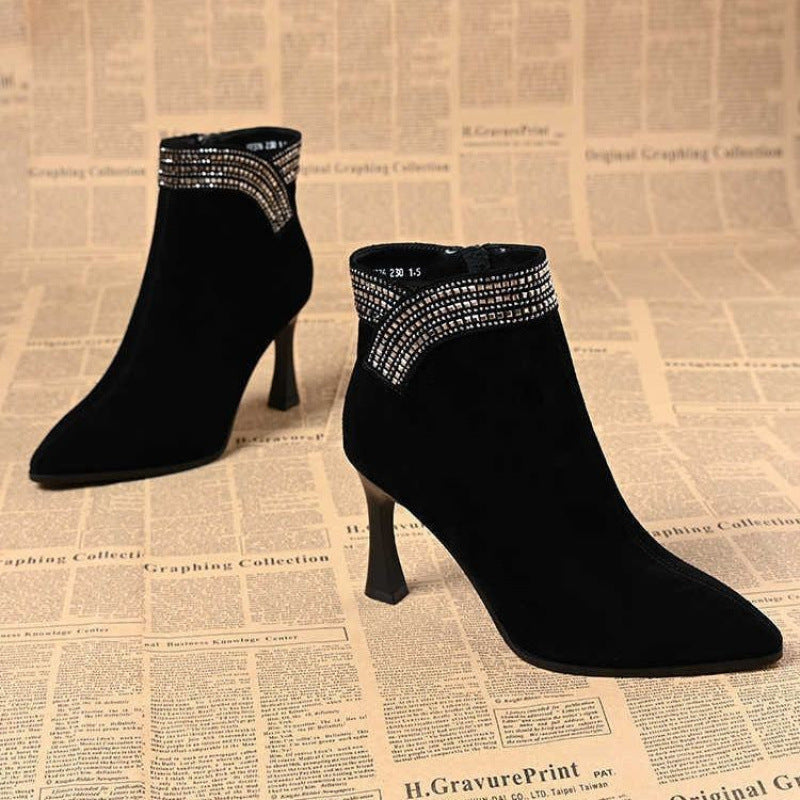 Damen Stiefel Elegante Ankle Boots mit Glitzer Dekor - BerlinGlamour