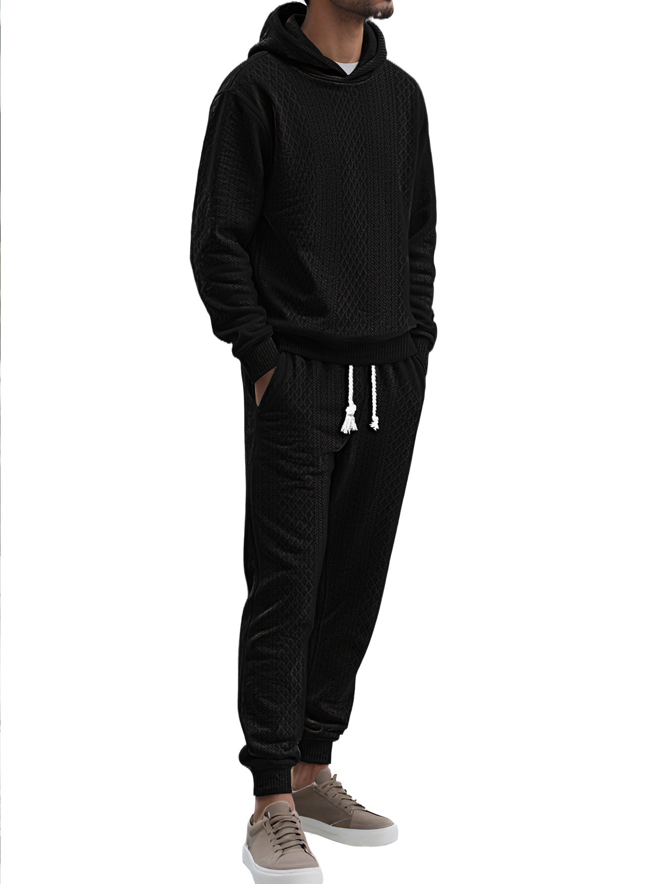 Herren Hoodie Anzug Bequem Elegant Waffelstruktur