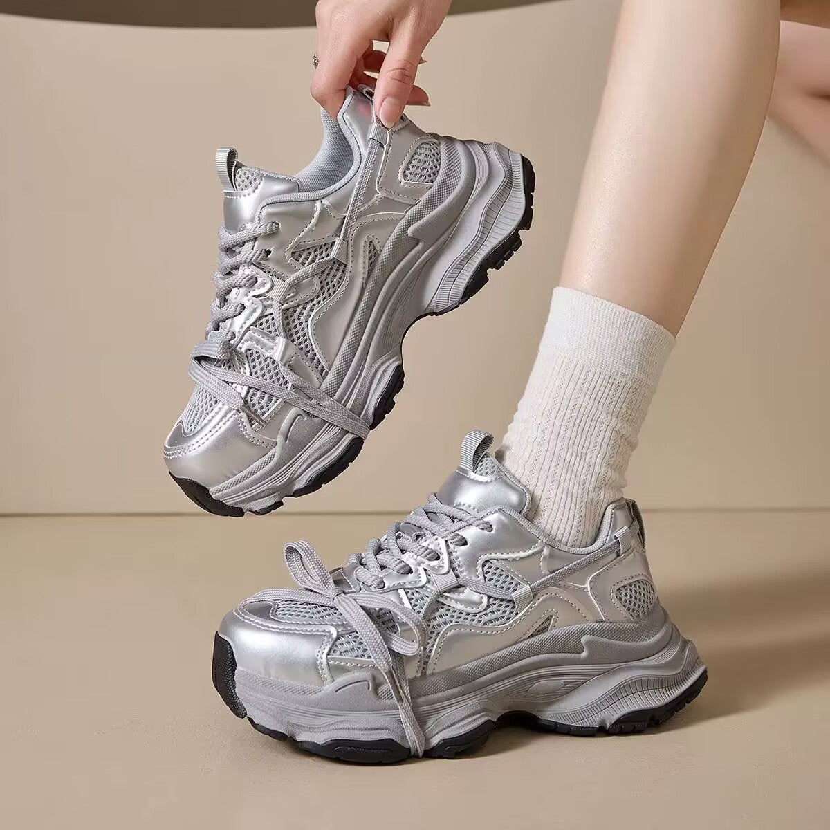 Damen Sneaker Chunky Atmungsaktiv Weich - BerlinGlamour
