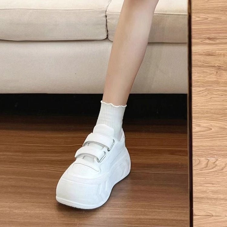 Damen Sneaker Plattform Schuhe mit Klettverschluss Modern