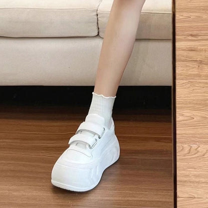 Damen Sneaker Plattform Schuhe mit Klettverschluss Modern