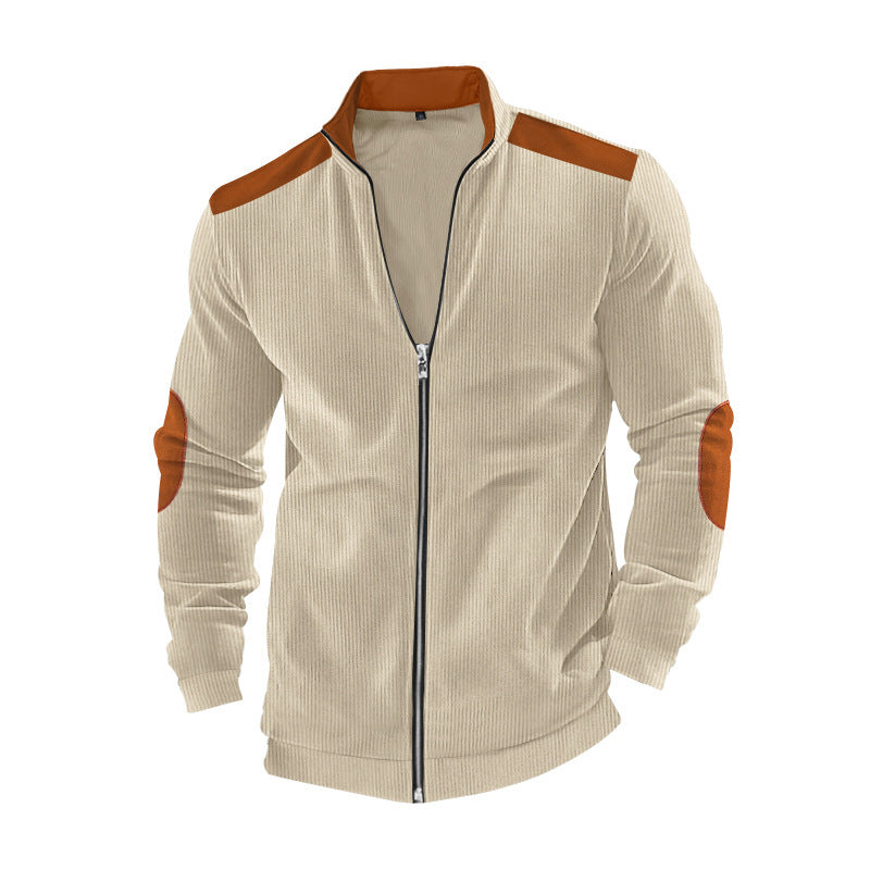 Herren Strickjacke Sportlich Leder Dekor Modern