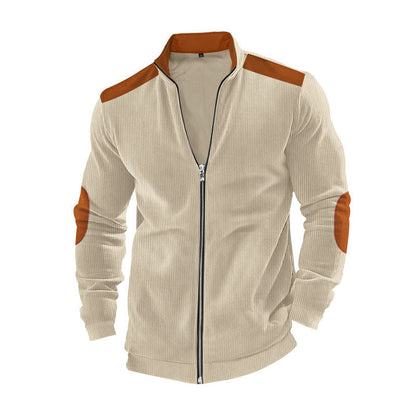 Herren Strickjacke Sportlich Leder Dekor Modern
