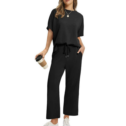 Damen Freizeitanzug Set Bequem Locker Schnitt Mit Taschen