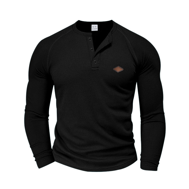 Herren Langarmhemd Strukturiert Modern Knopfdetails