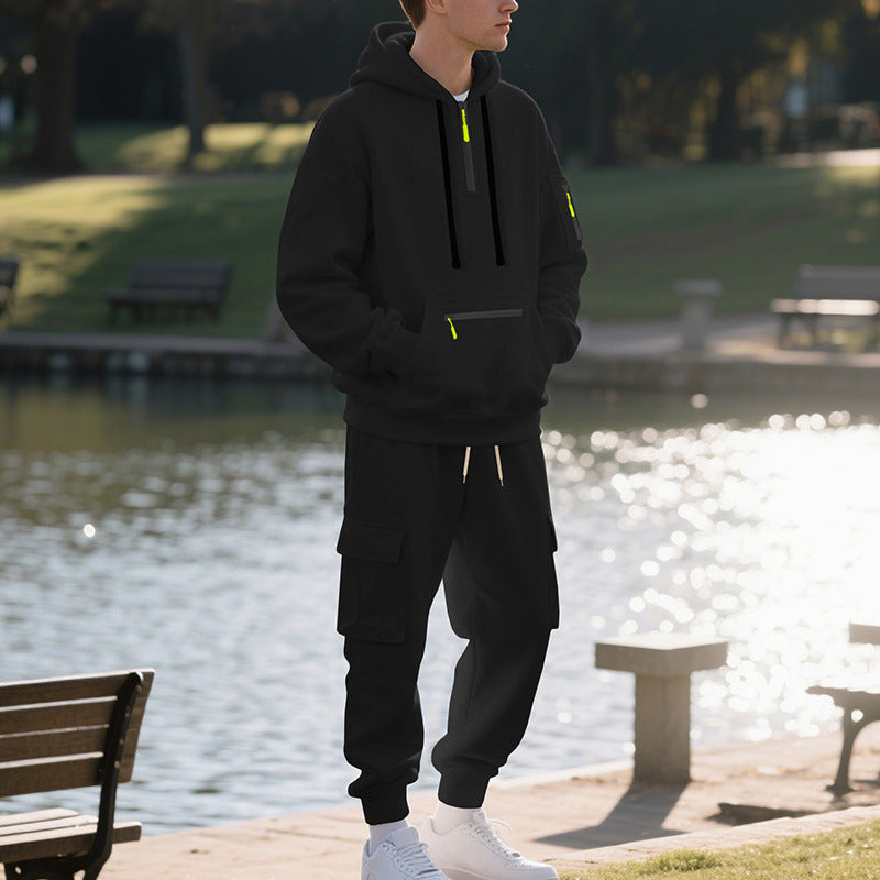 Herren Sportset Hoodie Bundhose Funktionstaschen