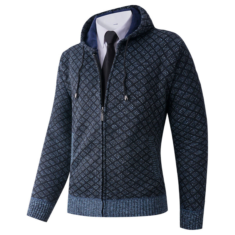 Herren Kapuzenjacke Elegant mit Muster Schwarz