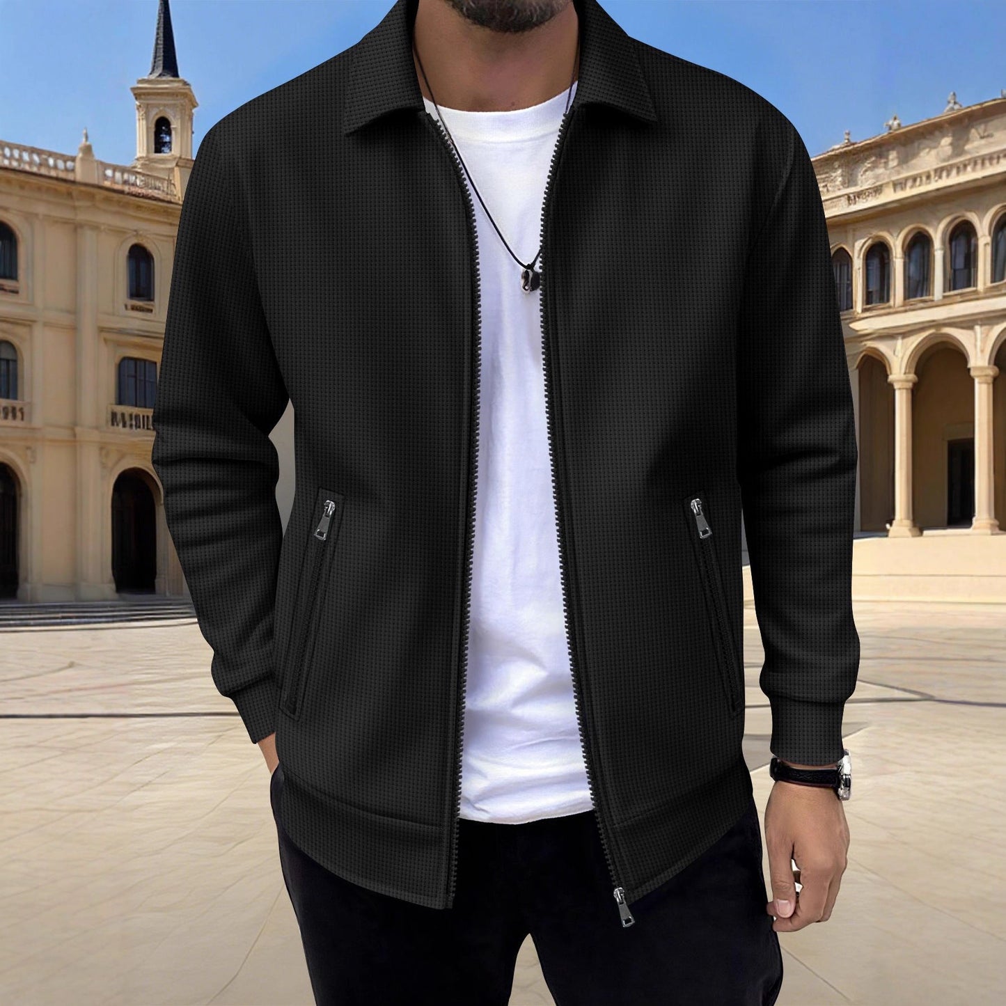 Herren Freizeitjacke Lässig mit Reißverschlusstaschen Modern