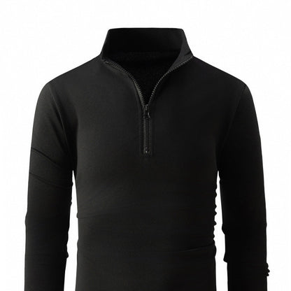 Herren Langarmshirt Sportlich Halb Reißverschluss Fitness