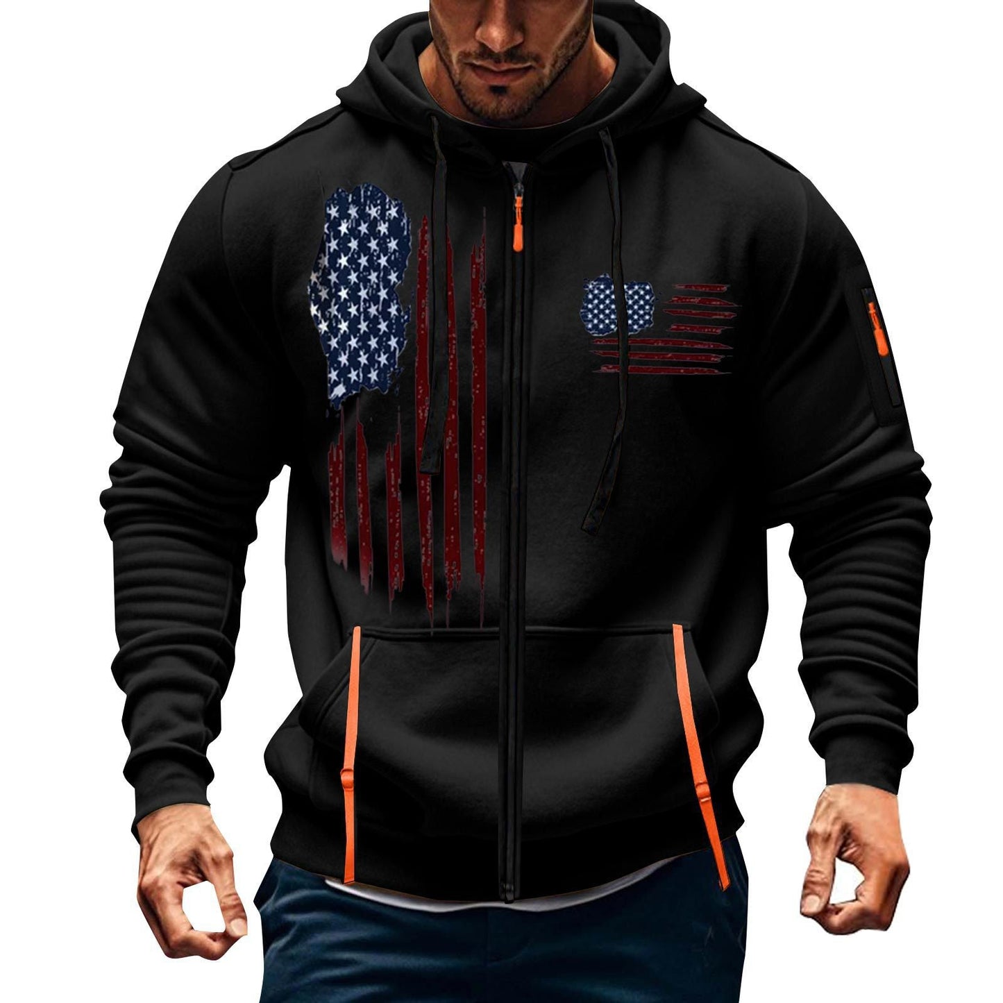 Herren Kapuzenpulli Sportlich mit Taschen Grau