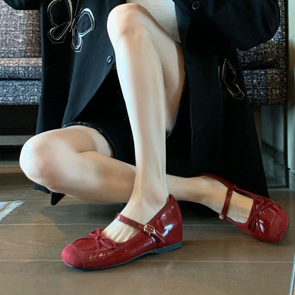 Damen Ballerinas Elegantes Lackleder Schuhe