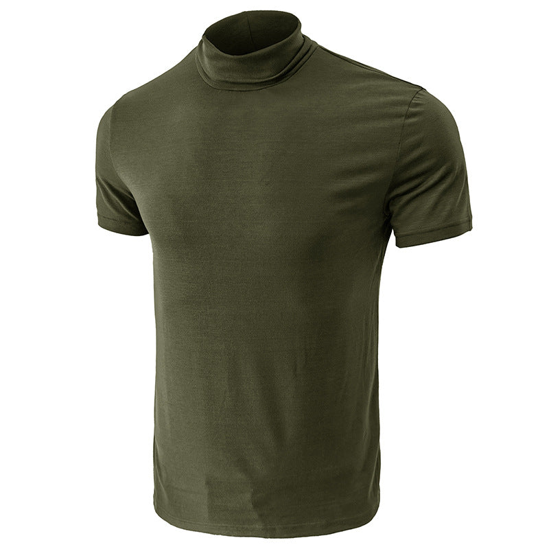 Herren T-Shirt Kurzarm Elastisch Hochkragen Modern