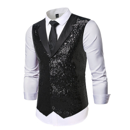 Herren Anzugweste Glitzernd Pailletten Klassisch
