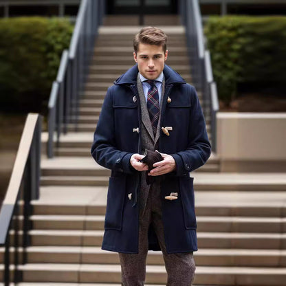 Herren Dufflecoat Stilvoll Knöpfe Elegante Winterjacke