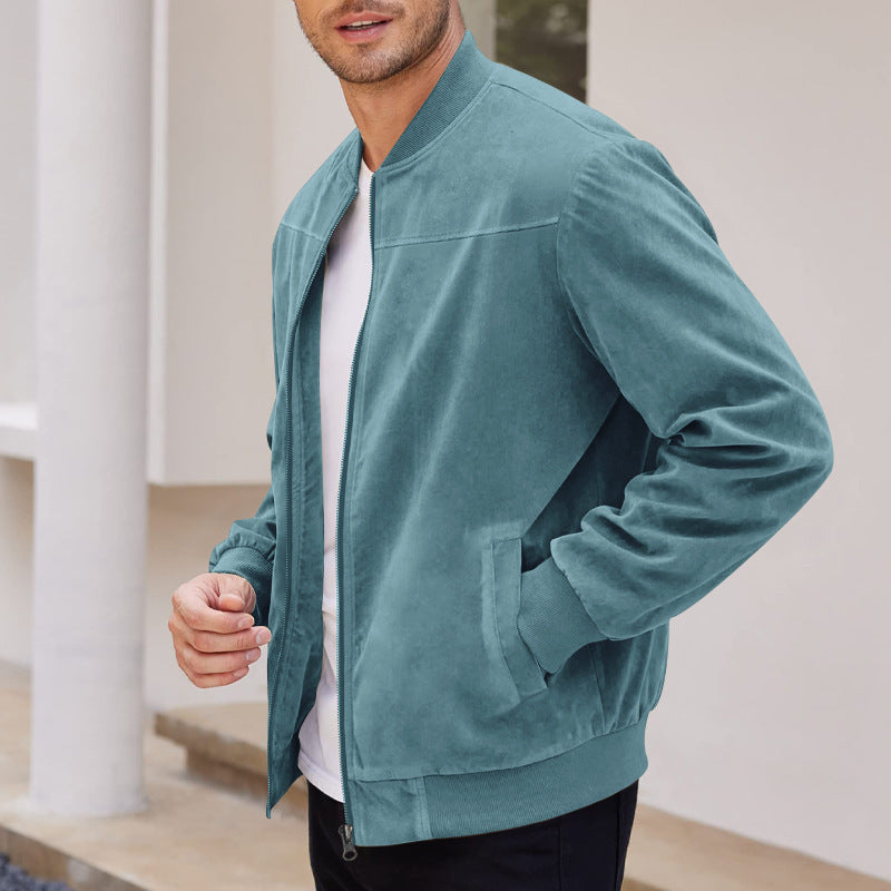 Herren Bomberjacke Lederoptik Weich Elastisch