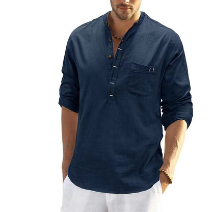 Herren Langarmshirt Leicht Knopfleiste Modern Slimfit