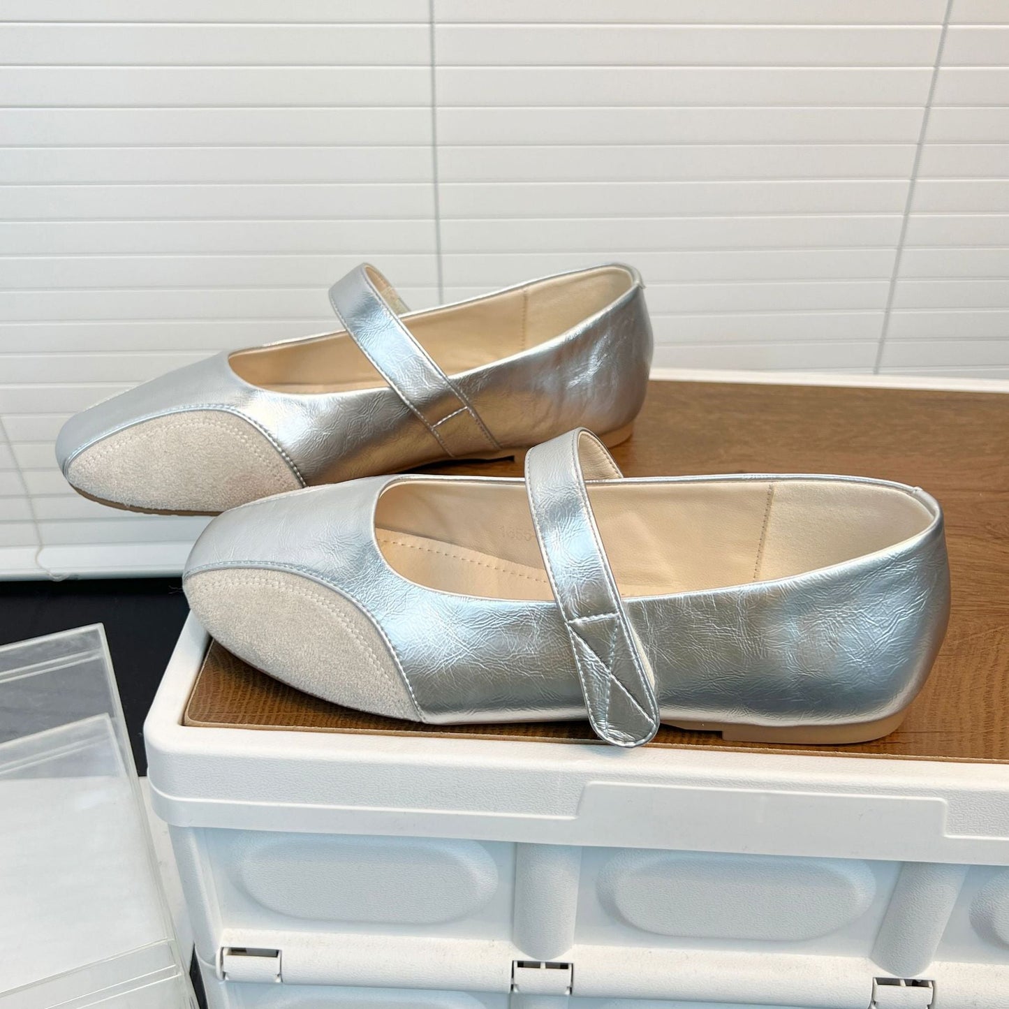 Damen Ballerinas Leder Schnürsenkel Modern