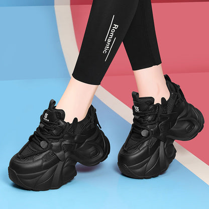 Damensport-Sneaker Laufschuhe mit dicker Sohle atmungsaktiv