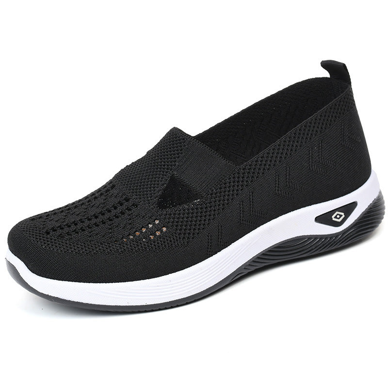 Damen Sneaker Bequem Luftig Strick Optik