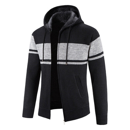 Herren Strickjacke Kapuze Strukturiert Modern