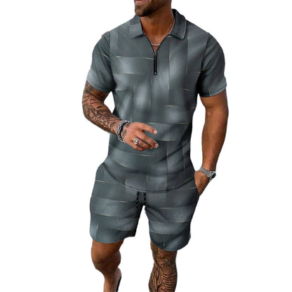 Herren Einteiler Outfit Kurzarm Reißverschluss Modern