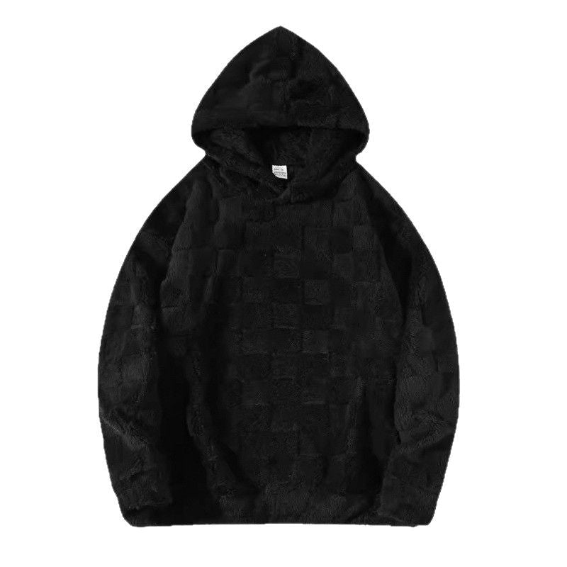 Herren Fleece Hoodie Gemütlich Strukturiert Grau