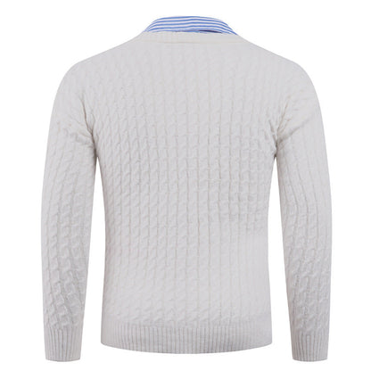 Herren Pullover Strick V-Ausschnitt Zopfmuster Elegant