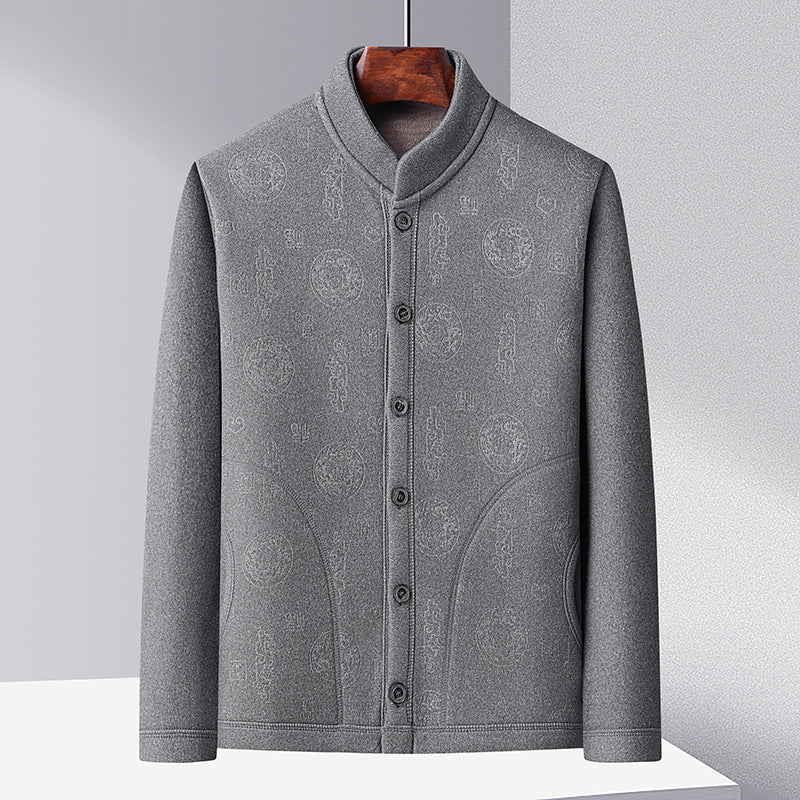 Herren Strickjacke Modern mit Knöpfen und Hochkragen